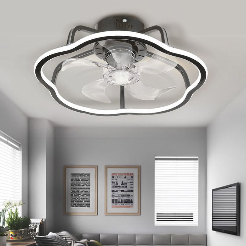 Contemporary Linear LED Ceiling Fan Light Creative Flush Mount Light for Living Room