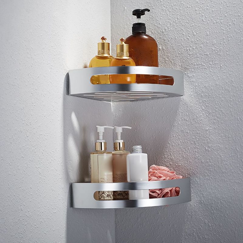 Modern Bathroom Accessory Set with Bathe Shelf/Robe Hooks/Towel Bar in Aluminum