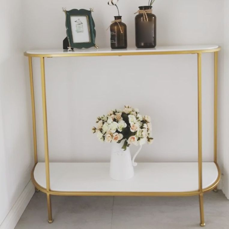 31.5-inch Tall Modern Console Table Half Moon Accent Table for Hall