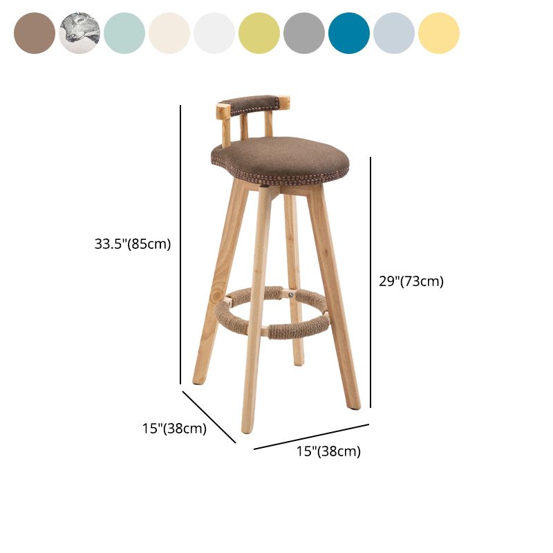 Modern Rubberwood Restaurant Stool Matte Finish Upholstered Bar Stools