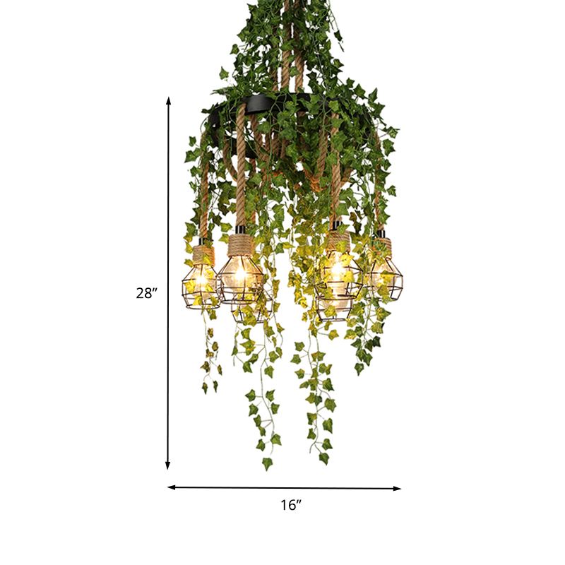 Metalen kale lamp hanger kroonluchter antieke 6 bollen restaurant planten plafond ophanging lamp in zwart