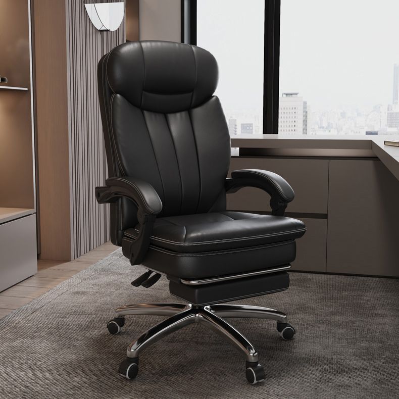 Modern Leather Swivel Chair Adjustable Seat Height Office Chair with Wheels