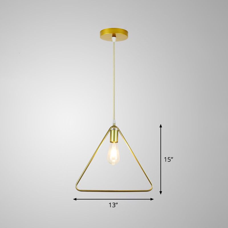 Marco de jaula dorada luz de techo colgante de metal nórdico 1 bulbo de comedor ligero