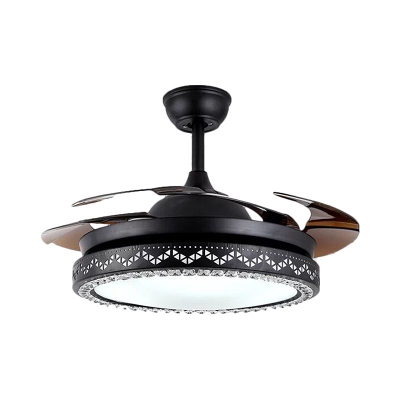 Restaurant circulaire plafond lampe à fans acrylique 19 "LED de large Éclairage semi-rinceur simple en noir / or