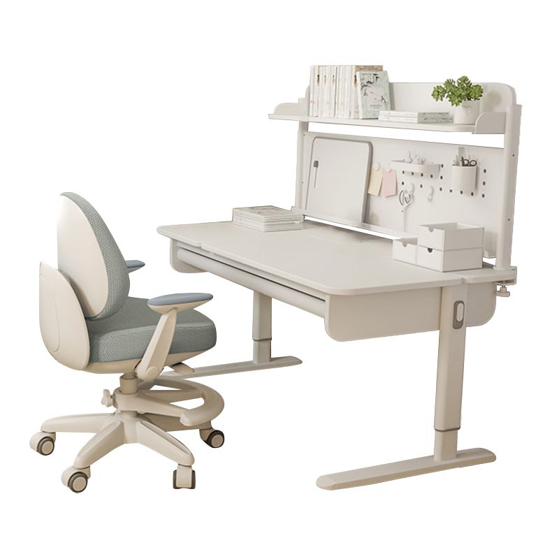 Contemporary Solid Wood Adjustable Study Desk in Metal Frame