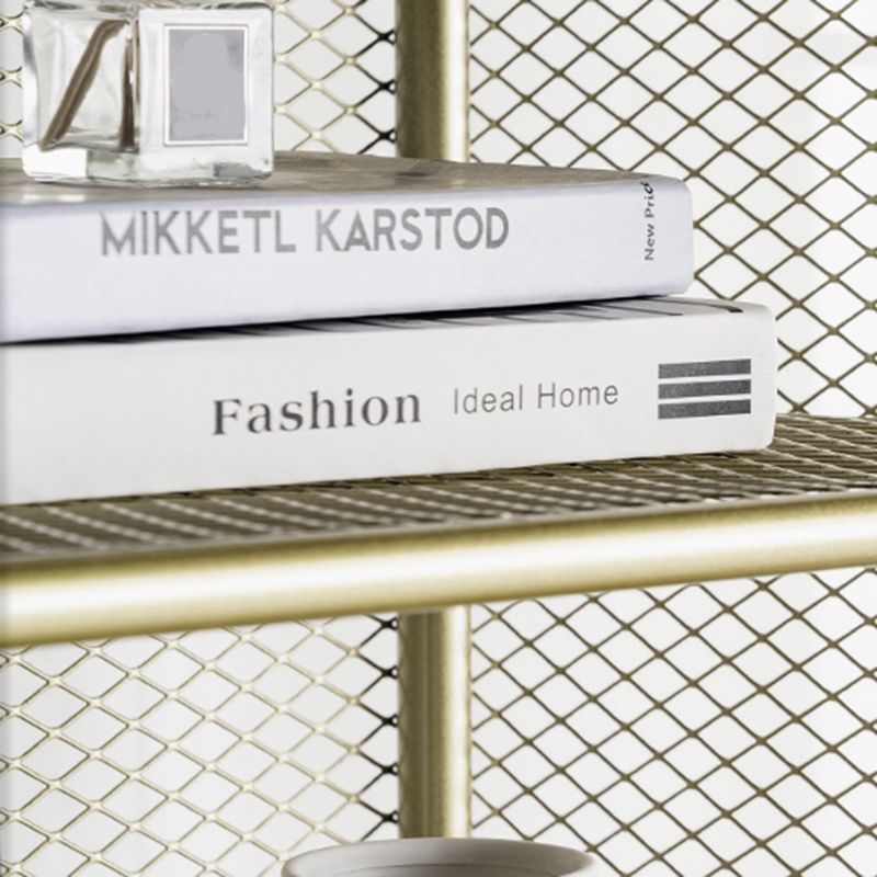 Contemporary Shelf Closed Back Metal Shelves Included Bookcase