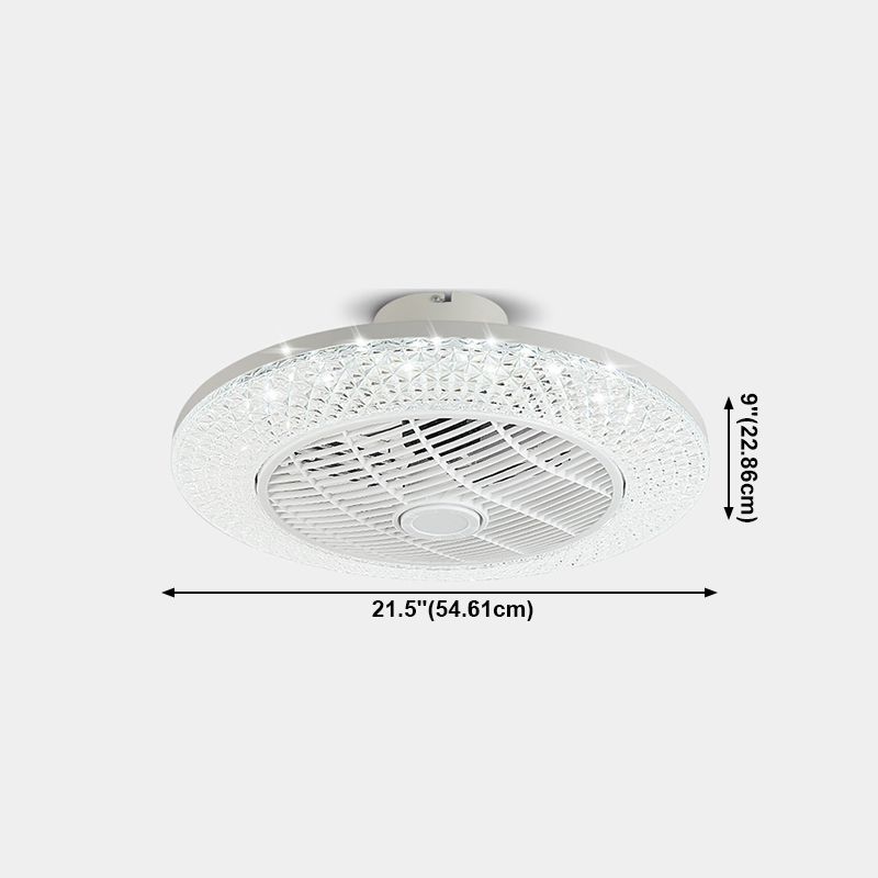 Cool-Warm Wind Round Fan Lighting Minimalist Acrylic White Semi Flush Light for Bedroom