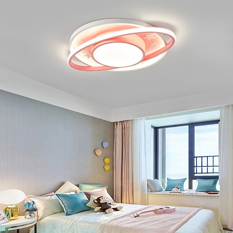 Metal Geometric Shape Flush Mount Light Lovely Colorful LED Ceiling Light for Kid's Room