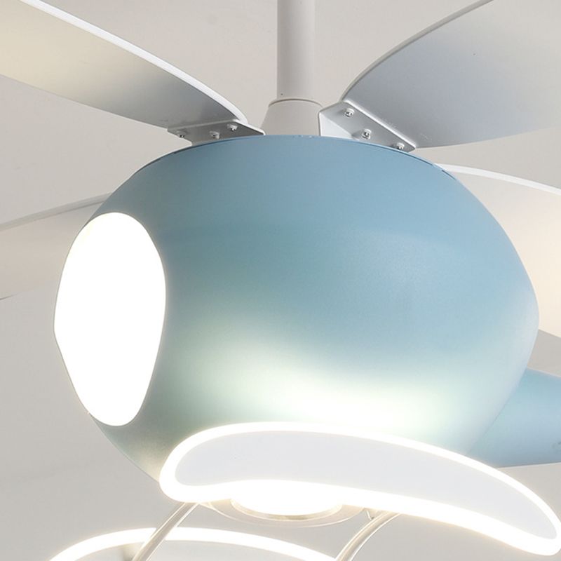 Nordic Style Ceiling Fan Lamp Helicopter Shape LED Ceiling Fan Light for Children's Room