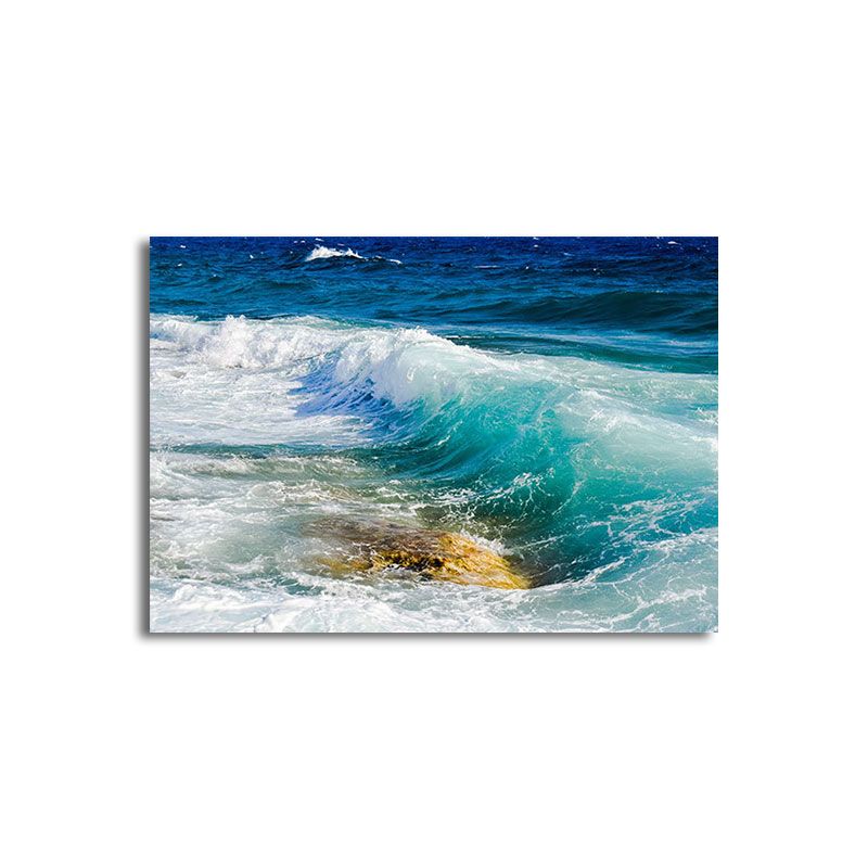 Blue Sea Surge Canvas Art Ocean Scenery Tropix Textured Wall Decor for Living Room