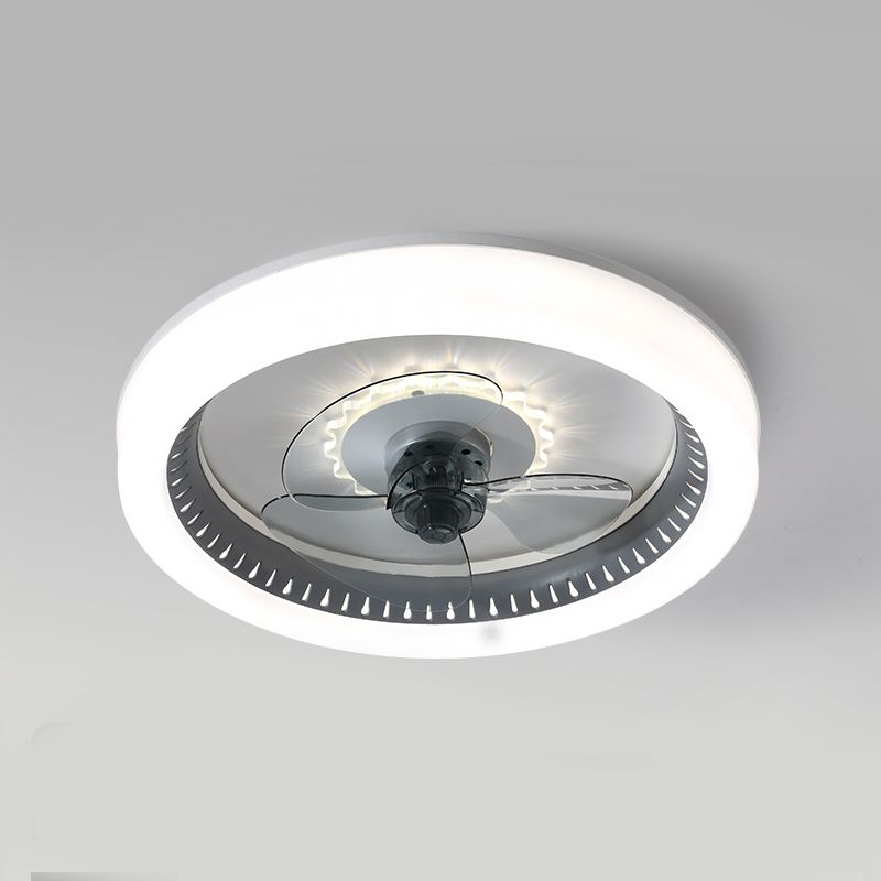 Acrylic Round LED Flush Mount Ceiling Fan Macaron Style Semi Flush Light Fixture for Bedroom