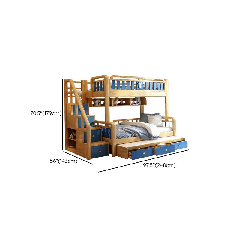 Scandinavian Natural Bunk Bed in Solid Wood with Guardrail Standard Bunk Bed