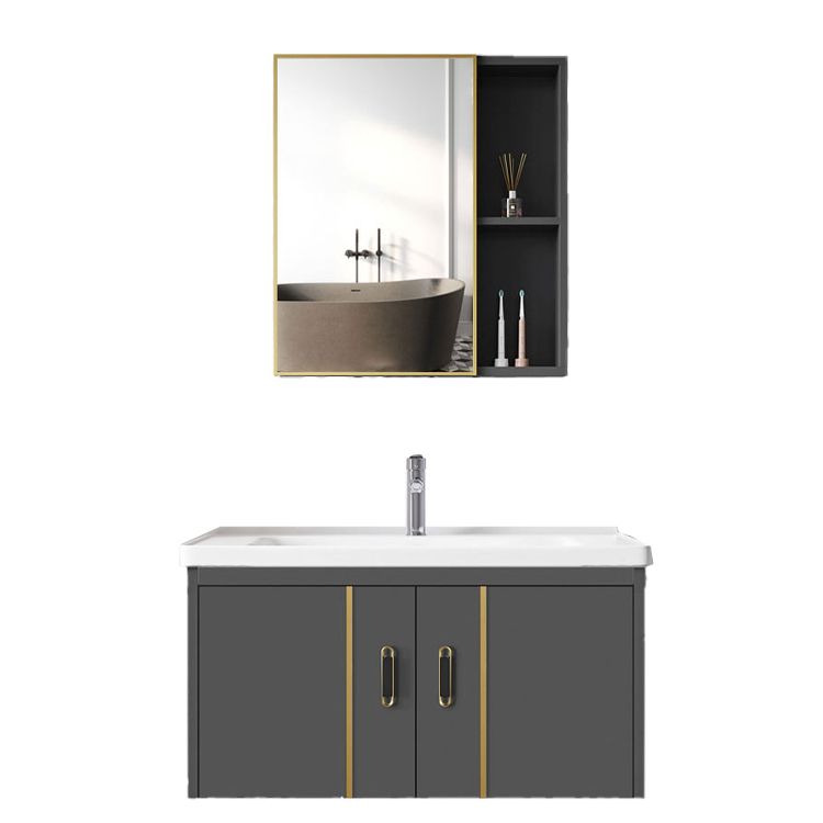 Bathroom Sink Vanity Rectangular Ceramic Sink Drawers Mirror Vanity with Faucet