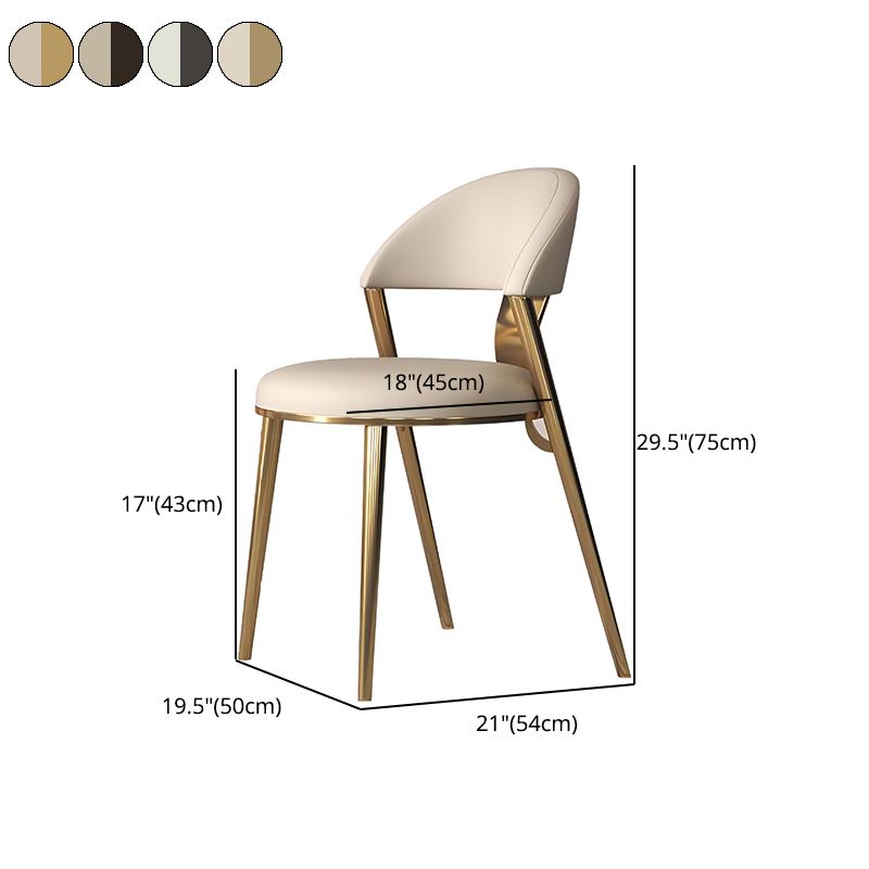 Contemporary Open Back Chair Dining Armless Chair for Kitchen with Metal Legs