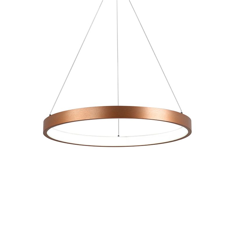 Modern 1/2/3-Head Chandelier Light Fixture with Acrylic Shade Gold Ring Hanging Ceiling Light in Warm/White Light