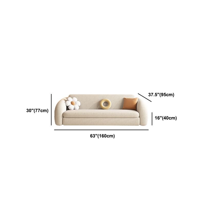 Contemporary Wool Sofa Cushions Back Sofa Bed in Beige For Living Room