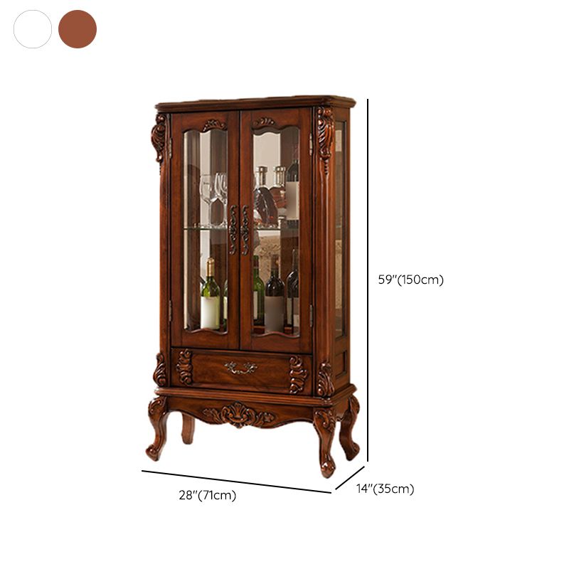 Traditional Curio Cabinet Birch Hutch Cabinet with Doors for Living Room