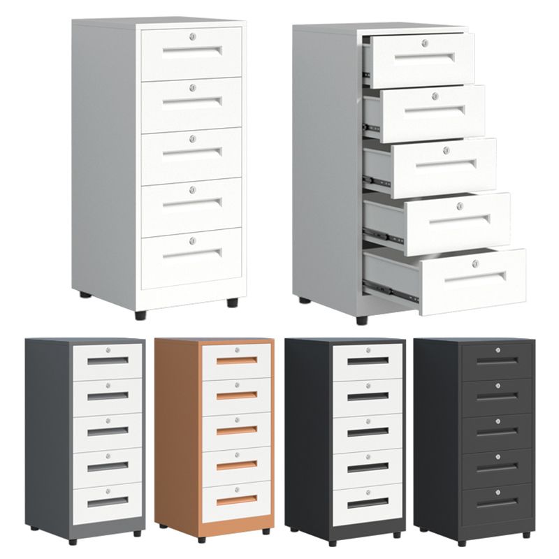 Traditional Cabinet Metal Locking Drawers and Castors Vertical Filing Cabinet