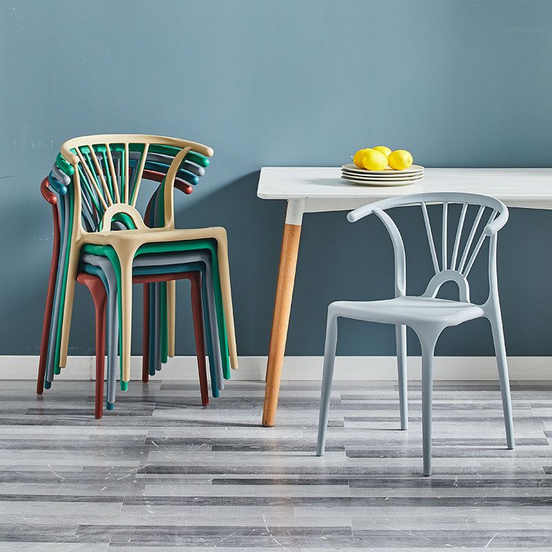 Contemporary Stackable Chairs Dining Kitchen Arm Chair with Plastic Legs