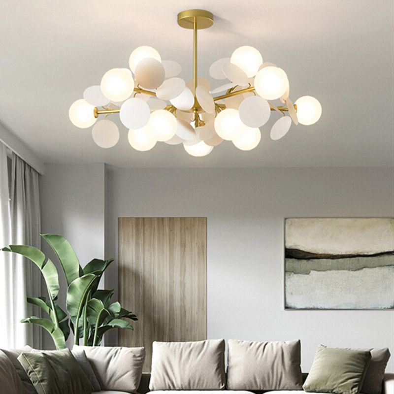 Modern Glass Chandelier Simple Hanging Pendant Light Fixture for Bedroom