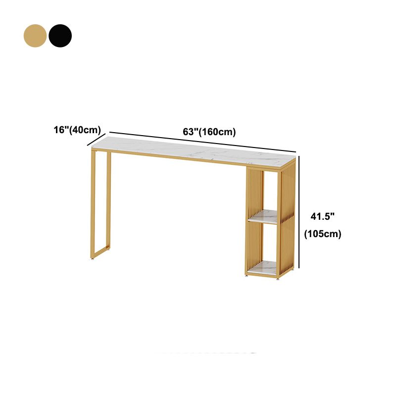 Rectangle Stone Bar Dining Table Contemporary Bar Table with Sled Base