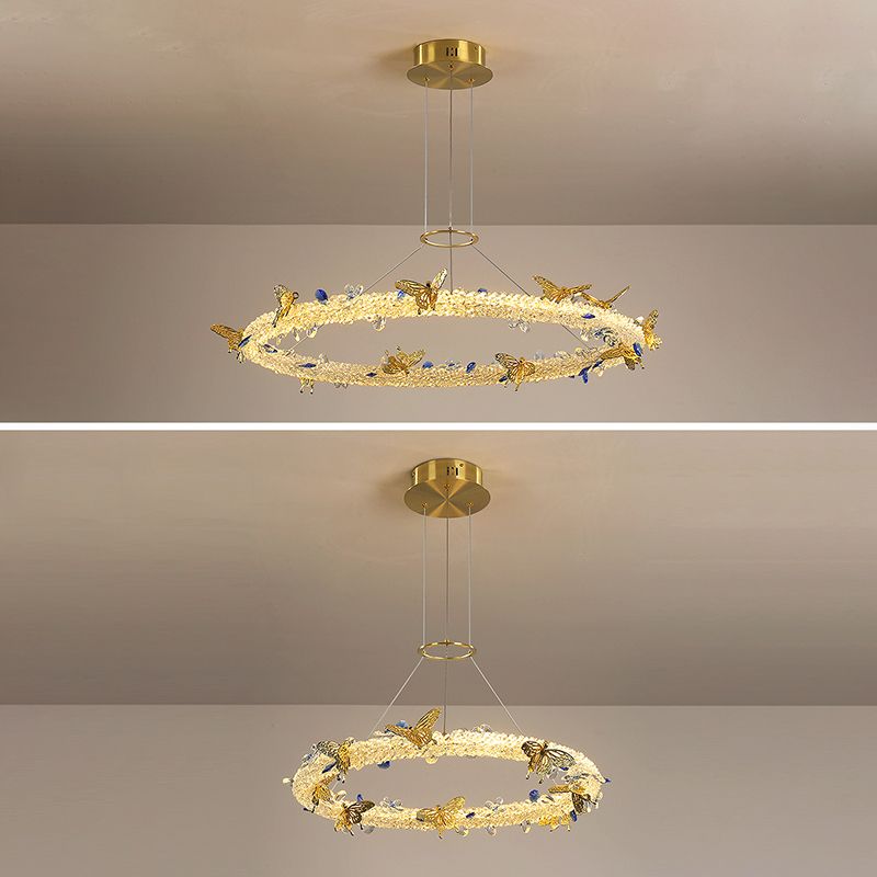 Modern Luxury Style Layered Ring Pendant Lighting Fixtures Crystal Pendant Light for Living Room