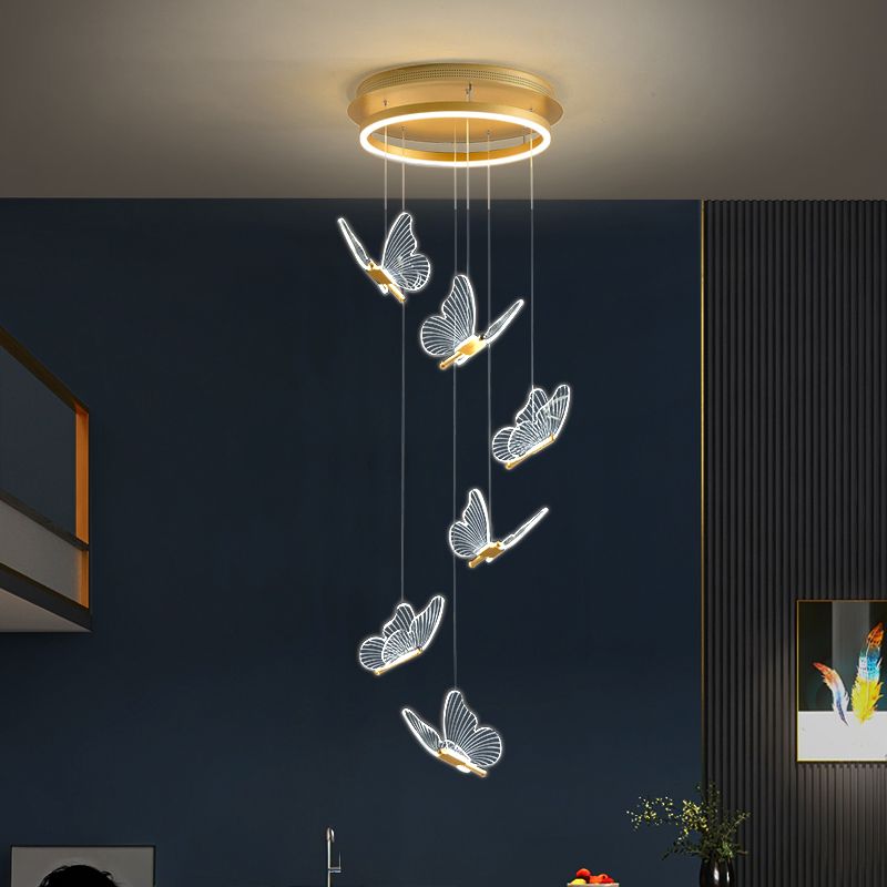 Modern Style Butterfly Hanging Ceiling Light Clear Acrylic Pendant Lighting Fixtures