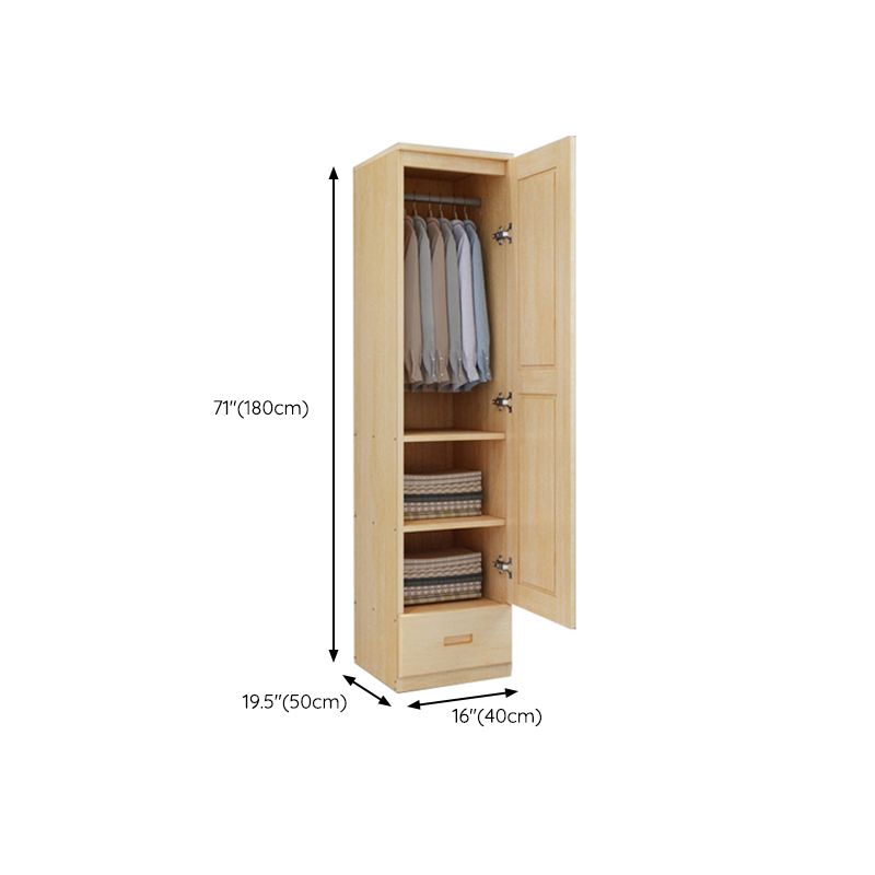 Solid Wood Kid's Wardrobe Contemporary Kids Closet with Storage Drawers