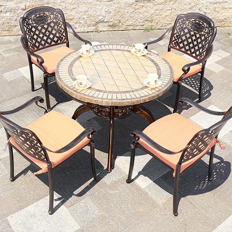 Modern Outdoor Patio Table Ceramic Rust Resistant Patio Table with Aluminum Frame