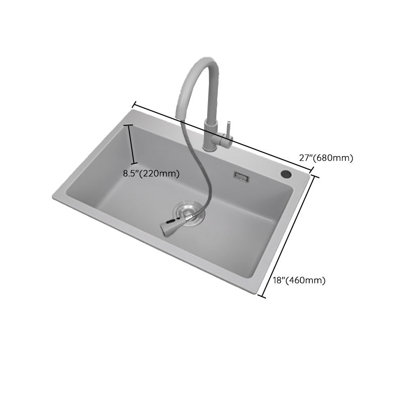 Modern Style Kitchen Sink Overflow Hole Design Drop-In Quartz Kitchen Sink