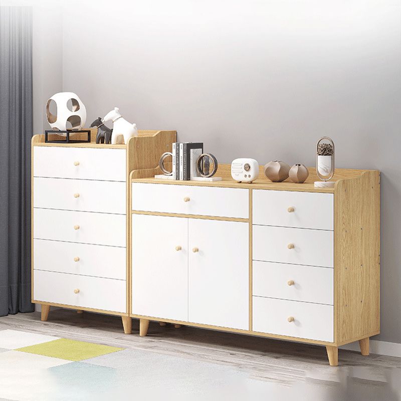 14.5 " D White Storage Chest Dresser Modern Style Storage Chest with Drawers and Doors