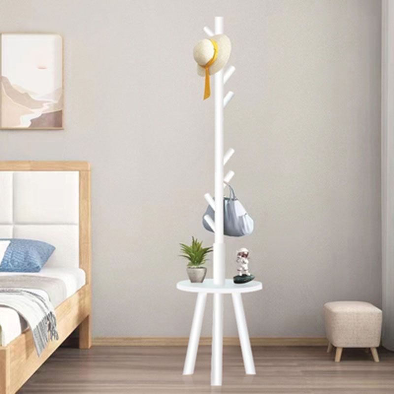 Modern Coat Rack Free Standing Solid Wood Clothes Hanger with Coat Hooks