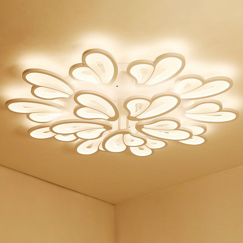 Acrylic Butterfly Flush Mount Light Contemporary White LED Semi Flush Ceiling Light