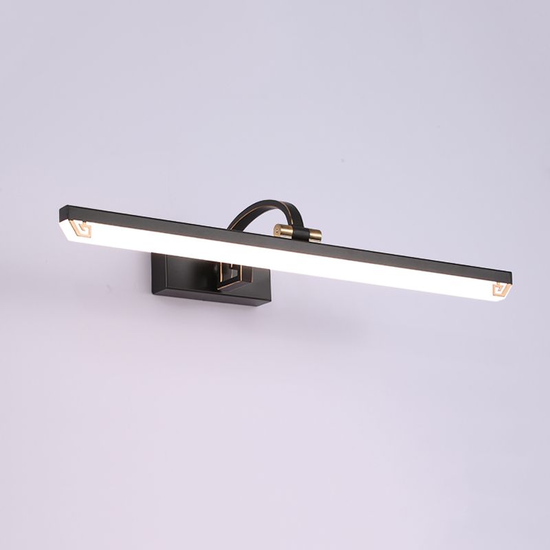 Linear Shape Metal Mirror Wall Light Modern 1 Light Mirror Wall Light Sconces in Black