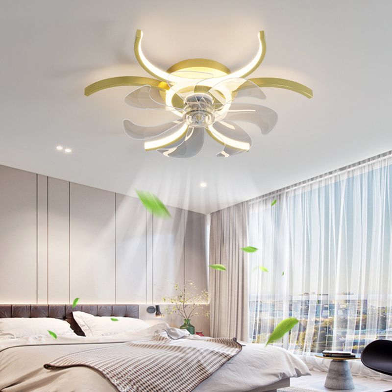 Simple Ceiling Fan Light Fixture Linear LED Ceiling Lamp for Bedroom