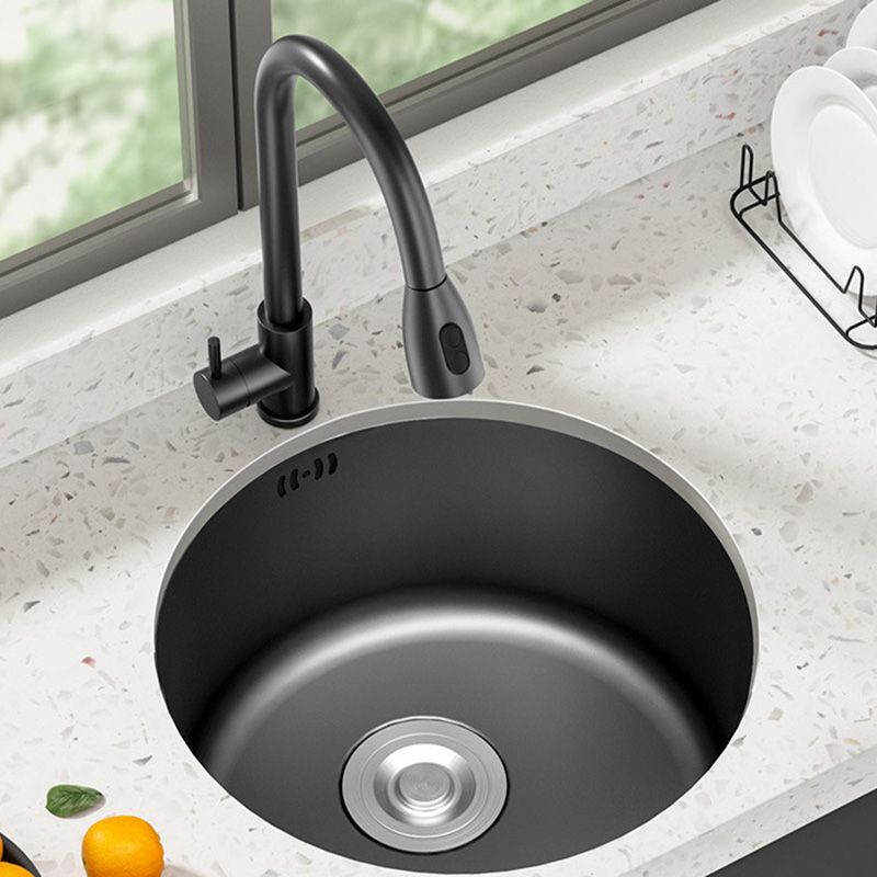 Modern Style Kitchen Sink Stainless Steel Round Kitchen Sink with Drain Strainer Kit