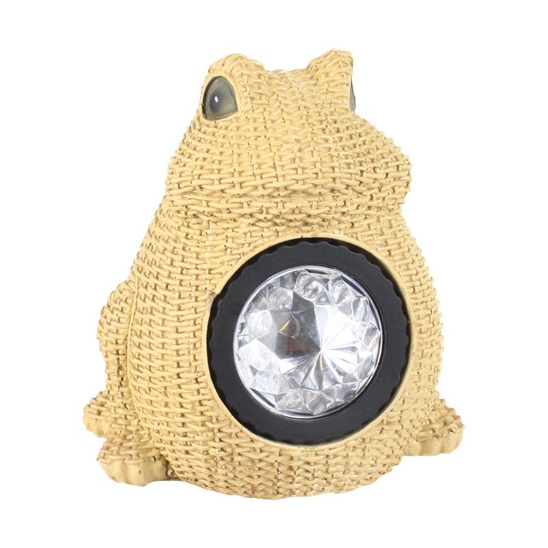 Cottage LED Solar Ground Light Yellow Faux Weaving Bird/Snail/Frog Table Lamp with Resin Shade