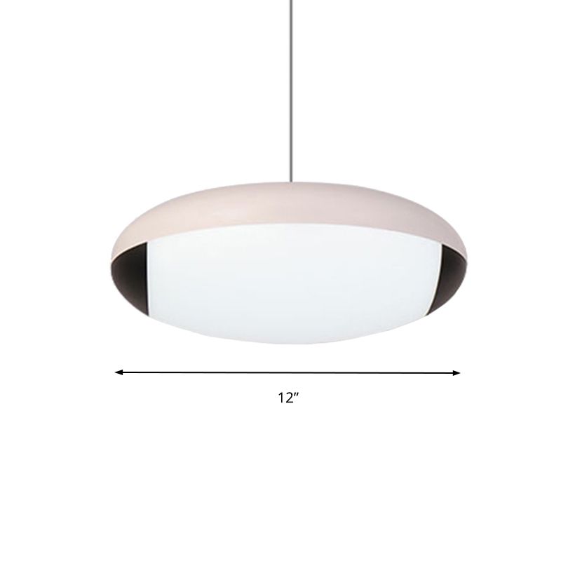 White Elliptical Ceiling Lighting Simplicity LED Metal Pendant Lamp Fixture for Dining Room