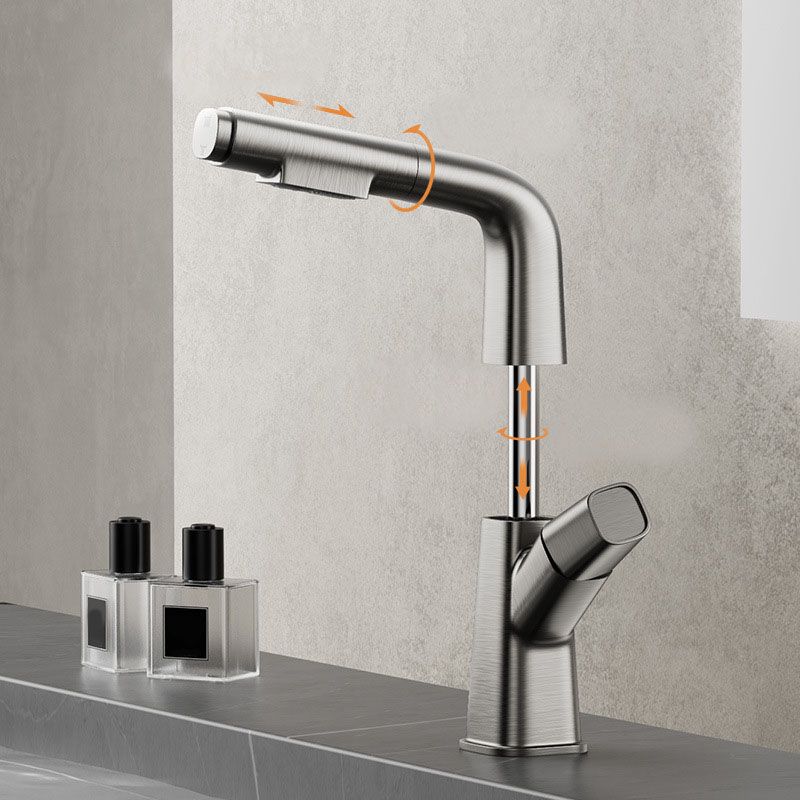 Single Handle Bathroom Faucet Modern Style Widespread Sink Faucet with Brass Material