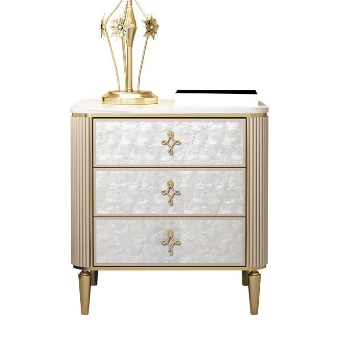 Glam Drawers Included Accent Table Nightstand 24" Tall with Legs