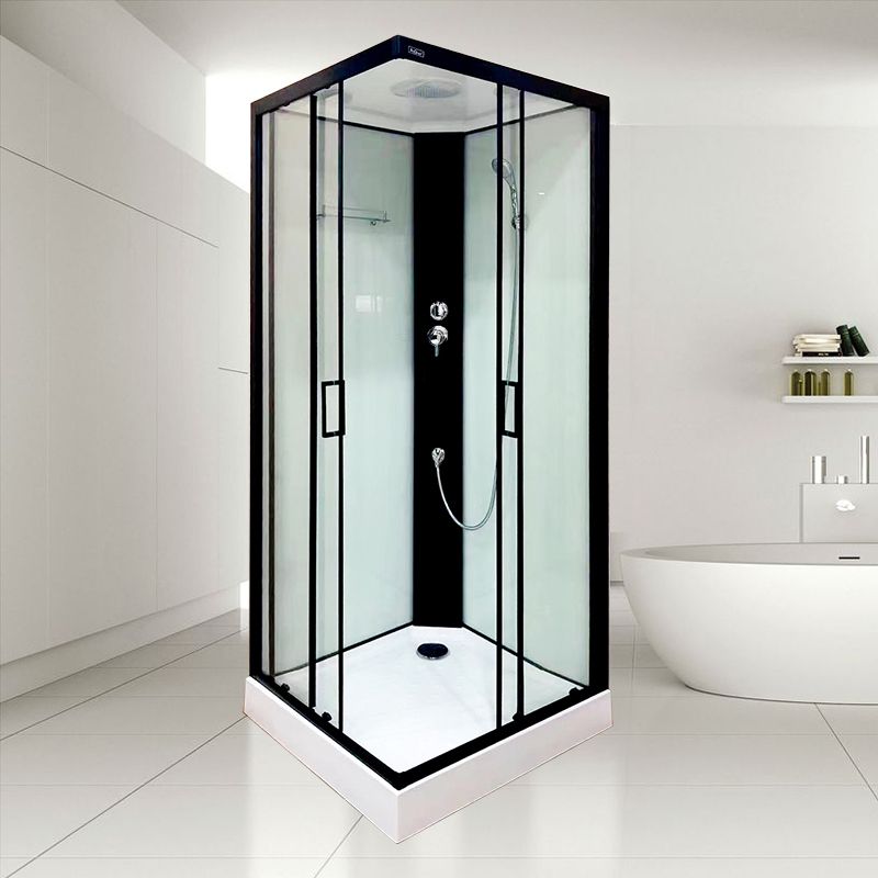 Corner Framed Shower Stall Single Sliding Tempered Glass Shower Stall