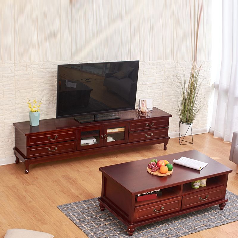 Wooden TV Console Traditional TV Media Console for Living Room