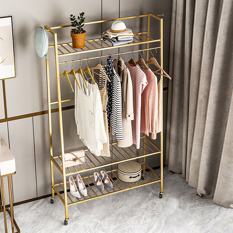 Glam Hall Stand Metal Free Standing Shelving Included Coat Rack