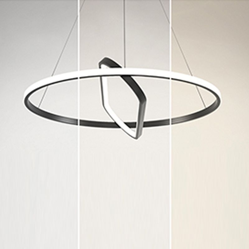 Strip Shape Chandelier LED Hanging Pendant Light Fixture with Acrylic Shade for Bedroom
