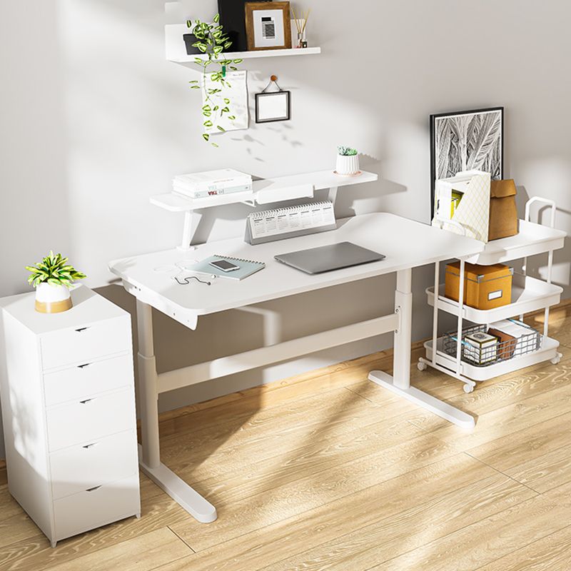 White Contemporary Adjustable Children's Desk in Solid Wood and Steel