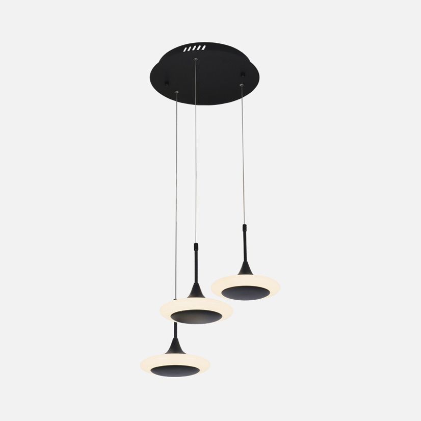 Black Trumpet Ceiling Light Contemporary LED Acrylic Drop Pendant with Round/Linear Canopy