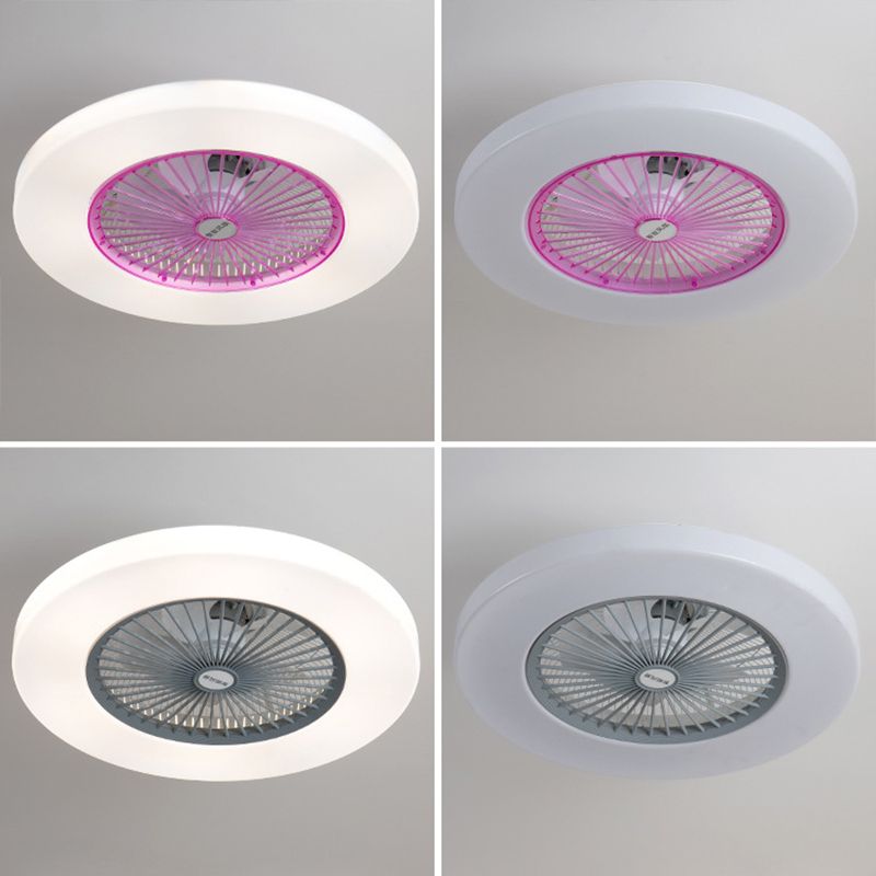 Macaron Round acrylique ventilateur de ventilateur LED LED SEMI FUSH FLUM MONT ÉCLAIR