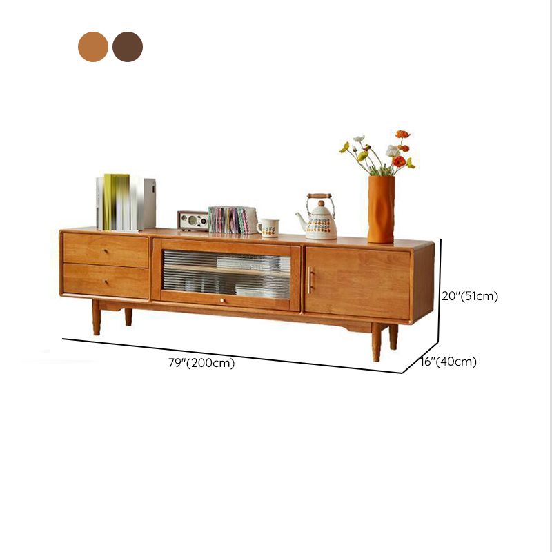 Solid Wood TV Media Console Contemporary TV Media Stand for Living Room