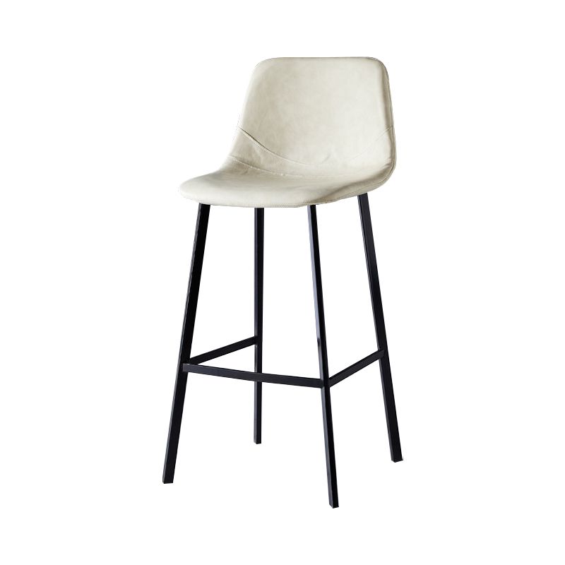 Scandinavian Bristol Low Back Stool Matte Finish Leather Barstool