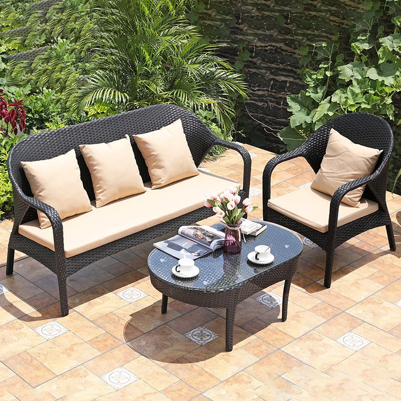 Contemporary 25.19" Wide Outdoor Sofa Brown Patio Sofa with Cushion